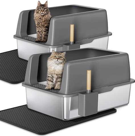 Zarler Stainless Steel Litter Box with Lid, 8” Deep Extra Large Cat 